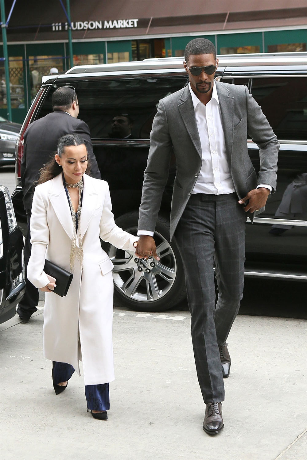 Chris Bosh and wife Adrienne enjoy lunch at Bubby's before hearing to Roc Nation brunch in NYC