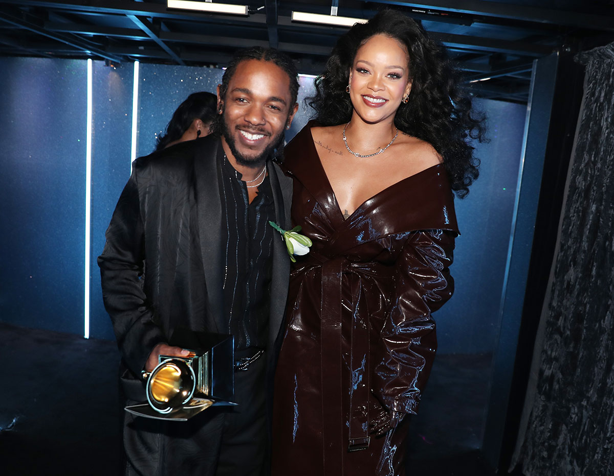 Kendrick Lamar (L) and Rihanna attend 60th Annual GRAMMY Awards