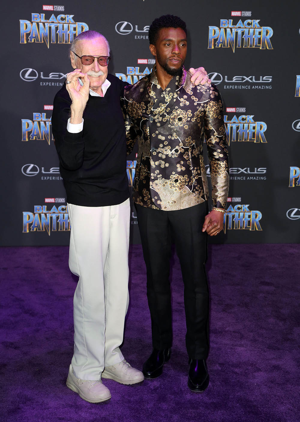 Stan Lee, Chadwick Boseman at Film Premiere of Black Panther | Sandra Rose