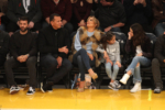 Jennifer Lopez, Alex Rodriguez & Kids at the Hornets vs Lakers game