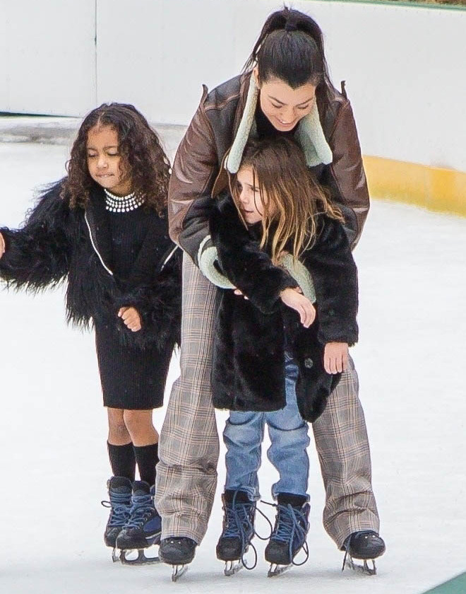 Kourtney Kardashian takes Penelope and North Ice Skating in Central Park