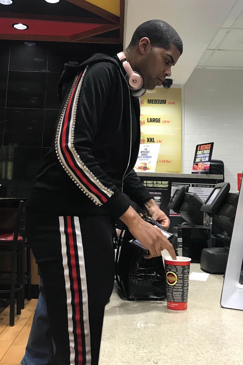 EJ Johnson spotted at a Fat Burger in Westwood