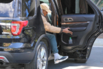 Kanye West arrives at Calabasas office