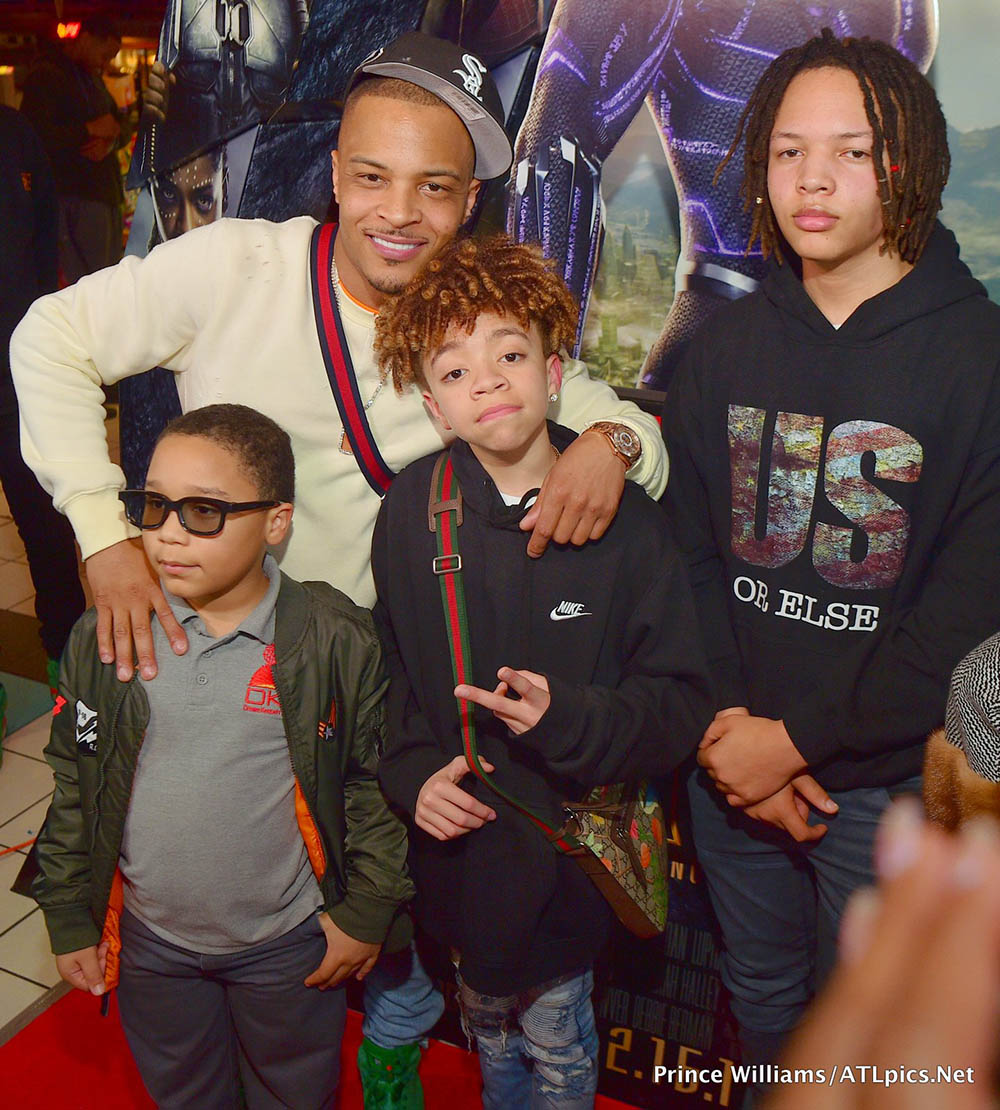 T.I. Harris and family at Black Panther screening in Atlanta