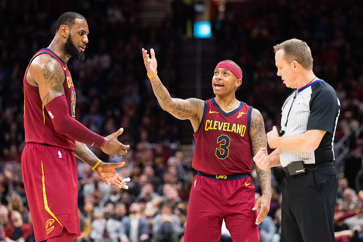 LeBron James #23 an Isaiah Thomas #3 of the Cleveland Cavaliers