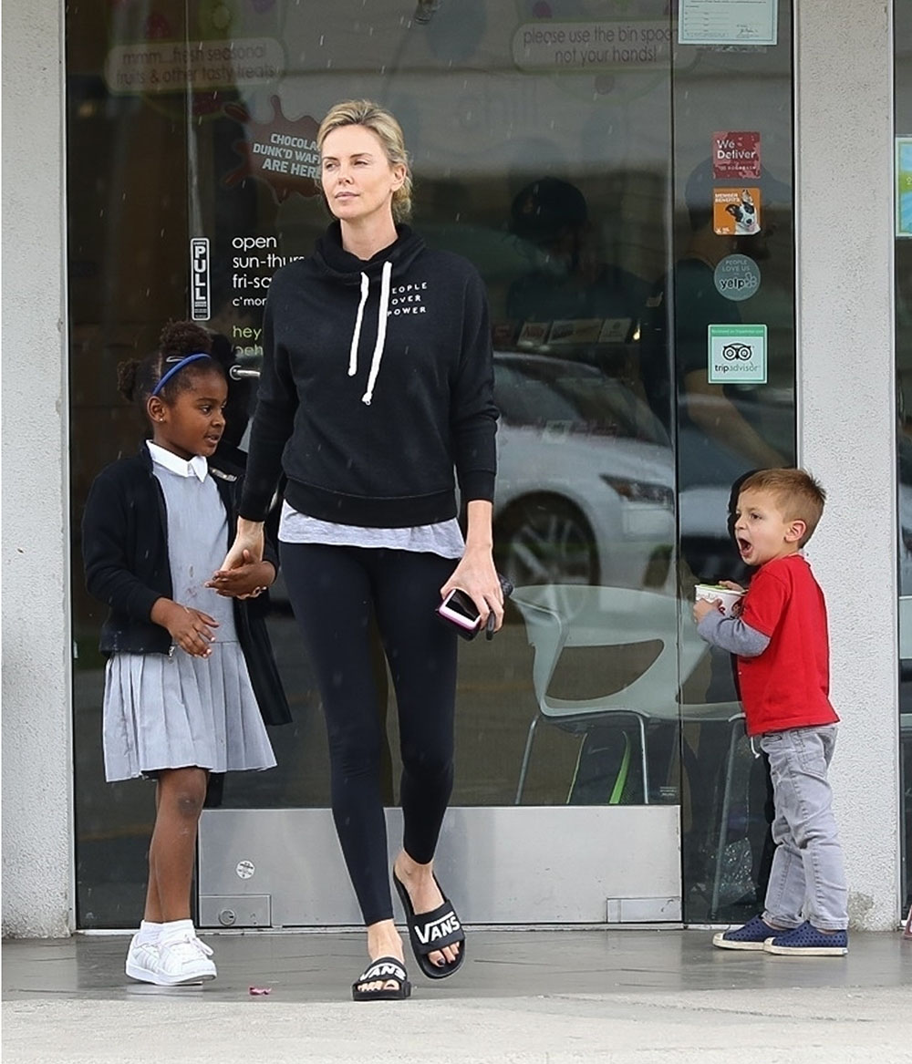 Charlize Theron enjoys a Menchie's frozen yogurt with son Jackson ...