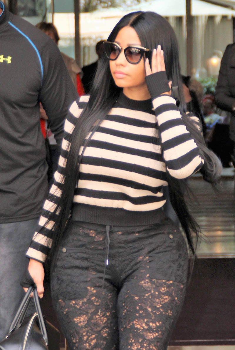 Singer Nicki Minaj is seen at Charles-de-Gaulle airport on April 4