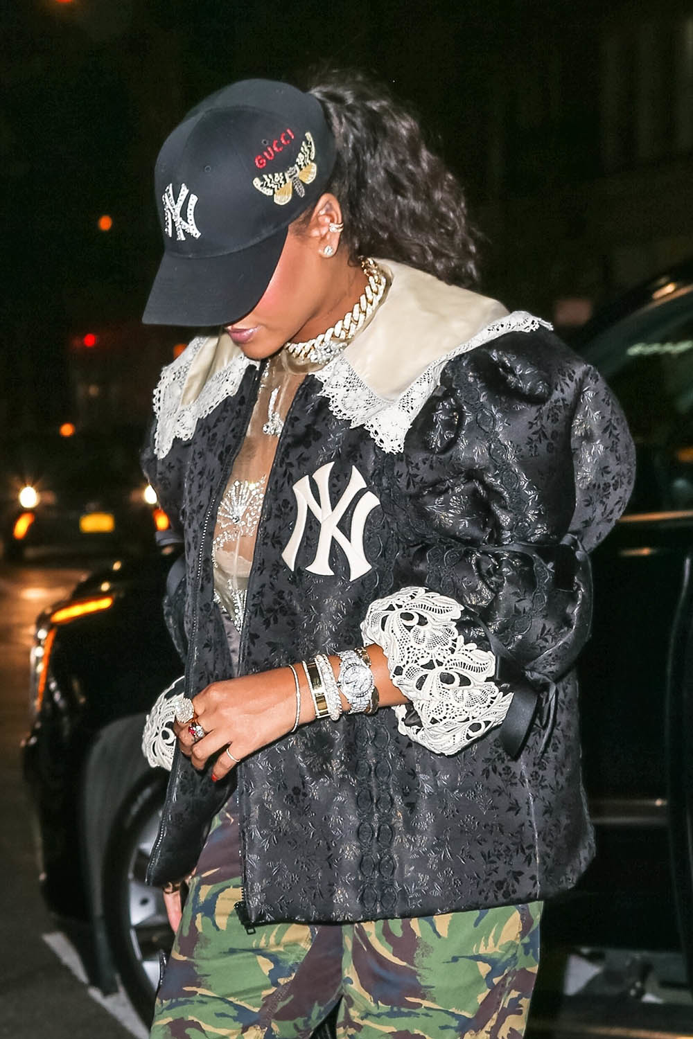 Rihanna reps the NY Yankees for the Gucci Party