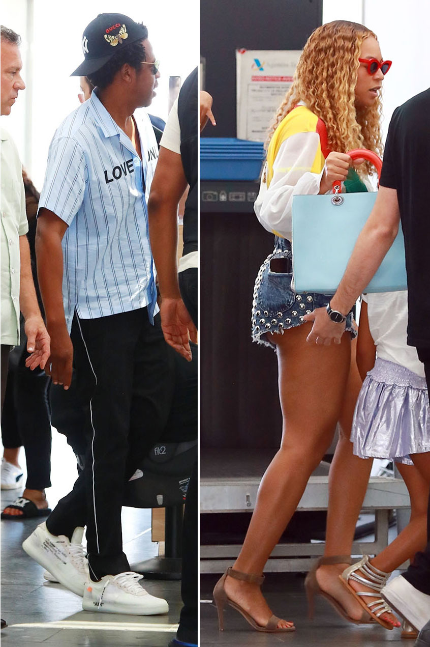 Beyonce and husband Jay-Z are spotted arriving at Barcelona airport in 