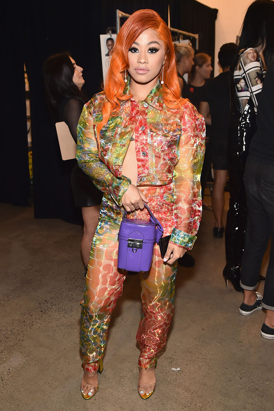 Hennessy Carolina poses backstage at the Jeremy Scott show during New ...