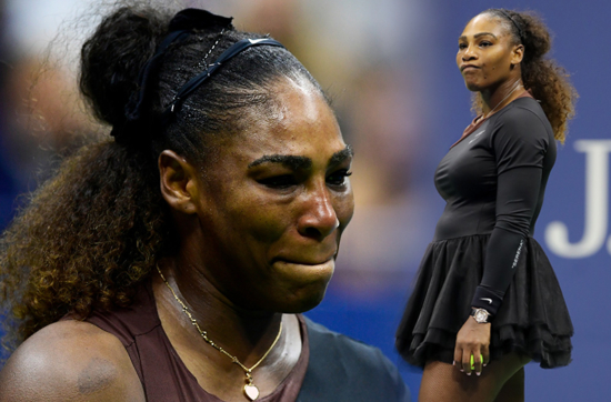 Serena Williams reacts after arguing with the chair umpire during the ...