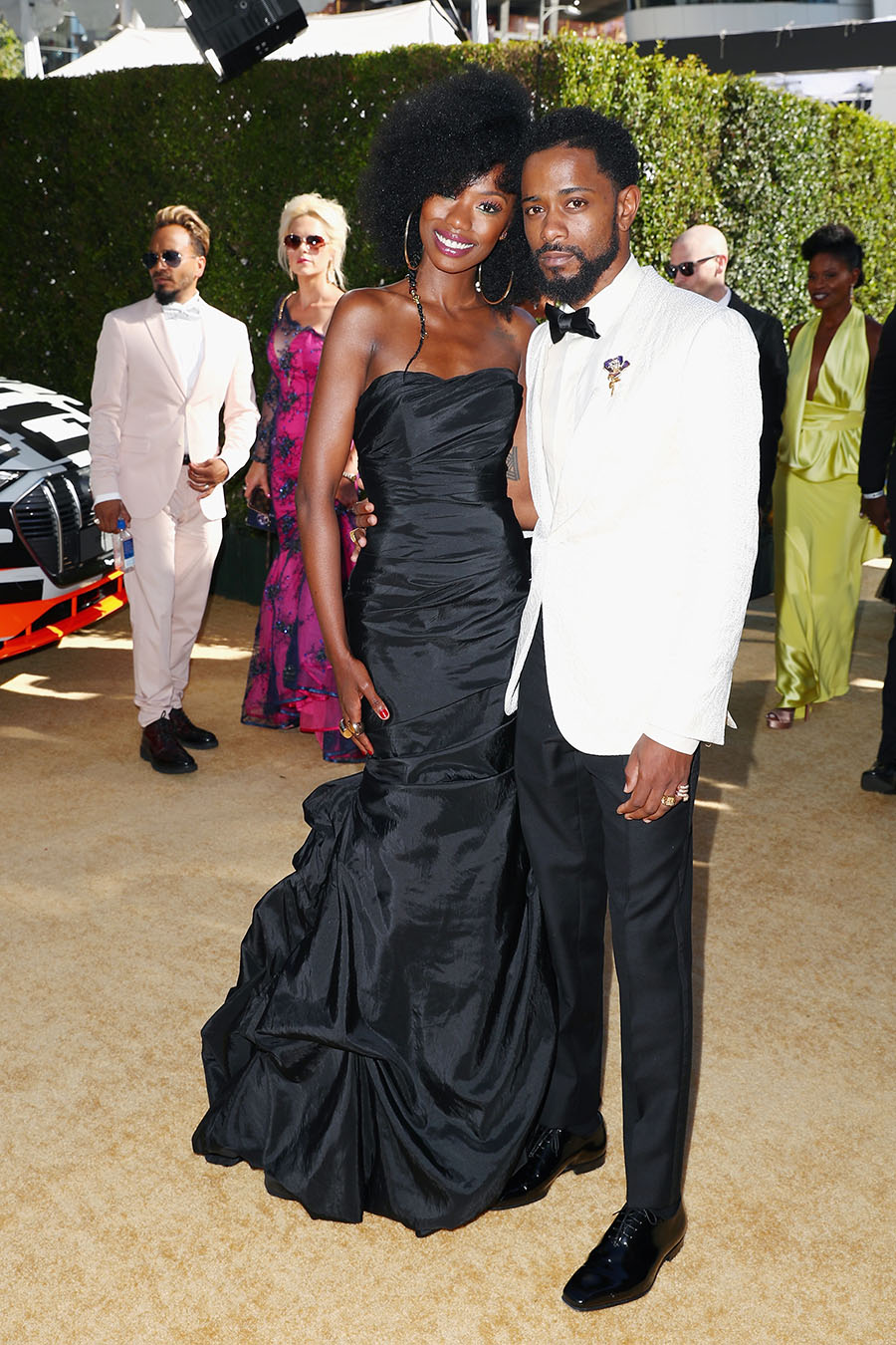 Xosha Roquemore and Lakeith Stanfield attend the 70th Emmy Awards at