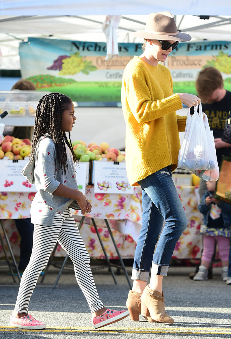 Charlize and son Jackson Theron are seen out and about while shopping