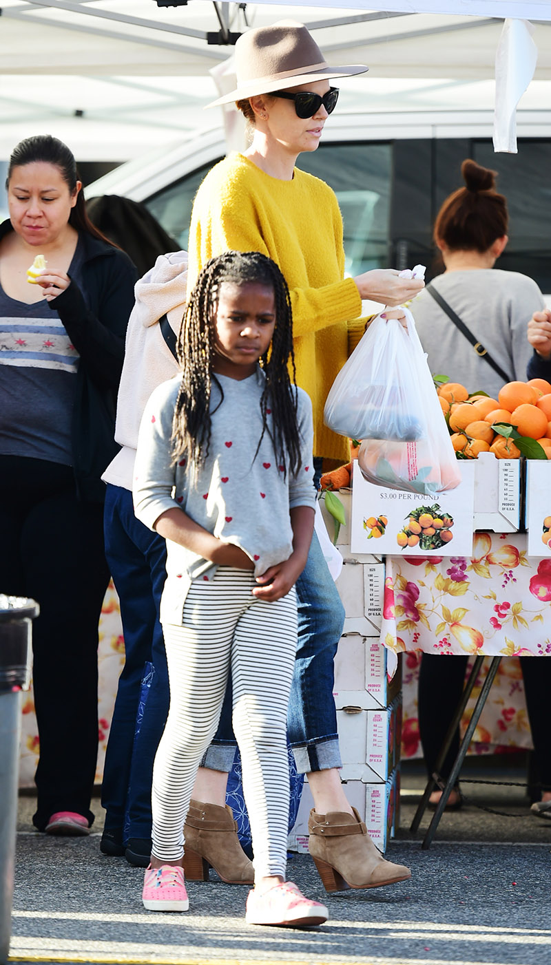 Celebrity Kids Charlize and Jackson Theron Out & About