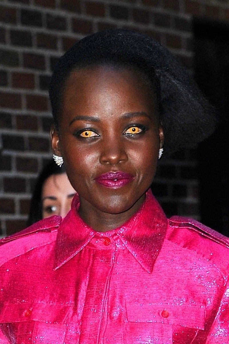 Lupita Nyong’o wears yellow contacts for photos leaving ‘The Late Show