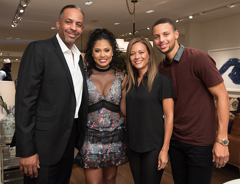 Dell Curry, Ayesha Curry, Sonya Curry and Stephen Curry attend the