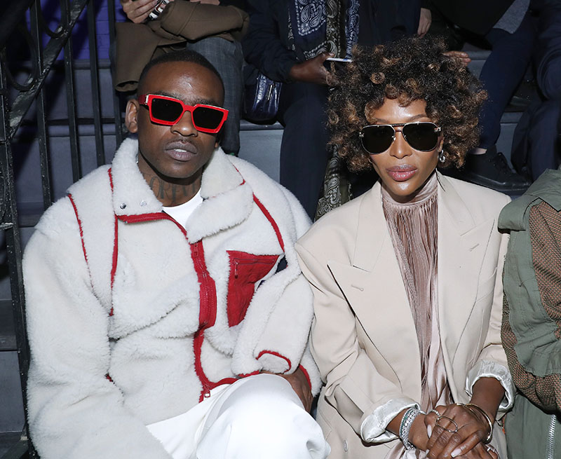 Rapper Skepta and Naomi Campbell attend the Louis Vuitton Menswear Fall ...