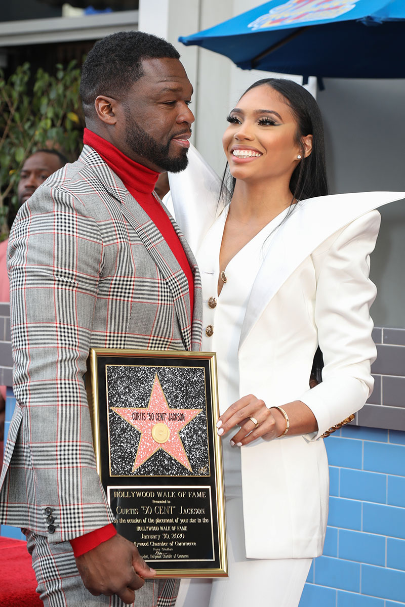 Curtis “50 Cent” Jackson and girlfriend Jamira Haines at his Star On