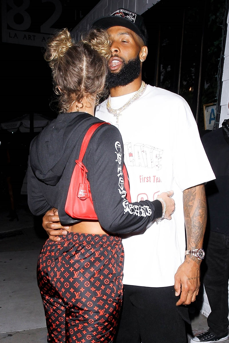 Odell Beckham Jr gets frisky with girlfriend Lauren Wood while leaving