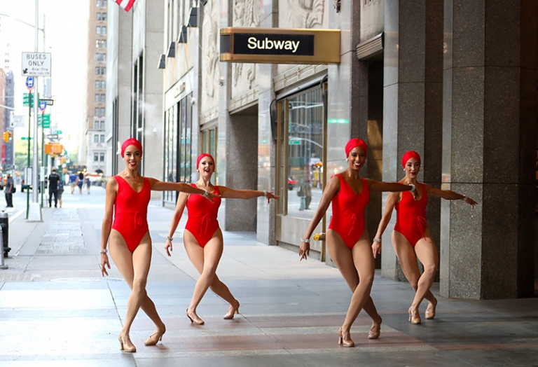Members of the Radio City Rockettes are seen during a photo shoot on
