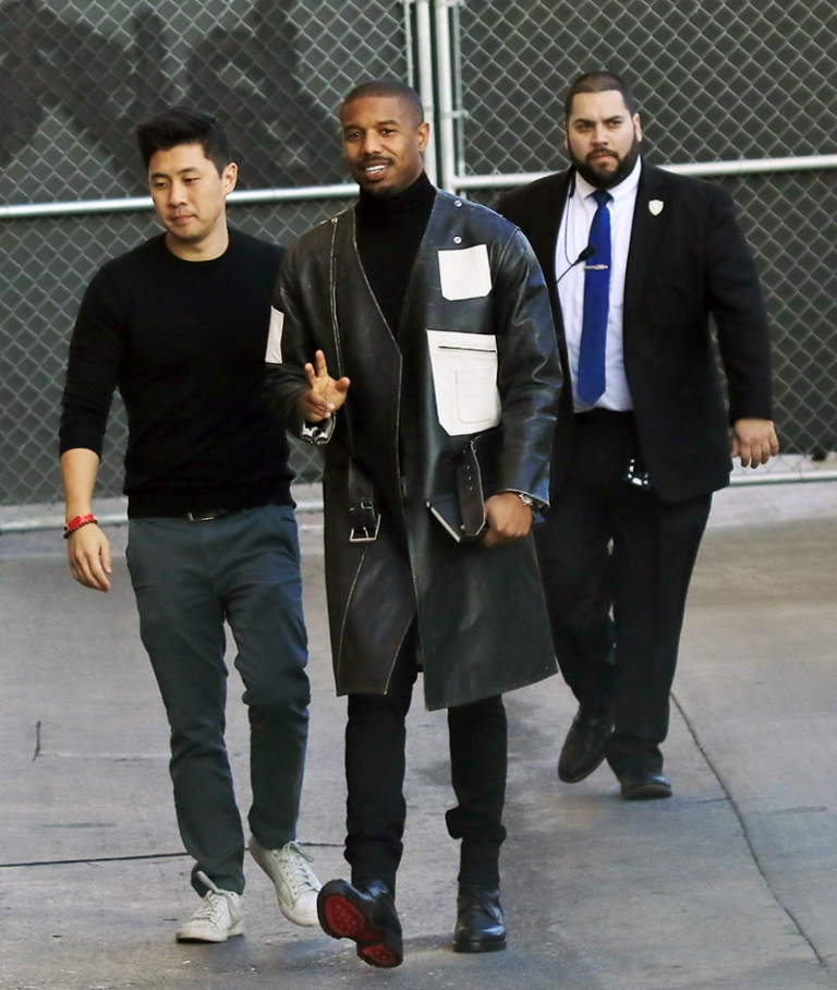 Michael B. Jordan arrive to the Jimmy Kimmel studio for an appearance ...