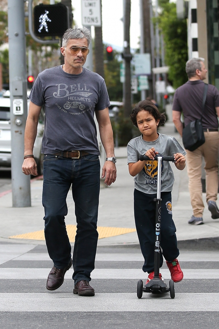 *EXCLUSIVE* Olivier Martinez and his son have some fun together out in