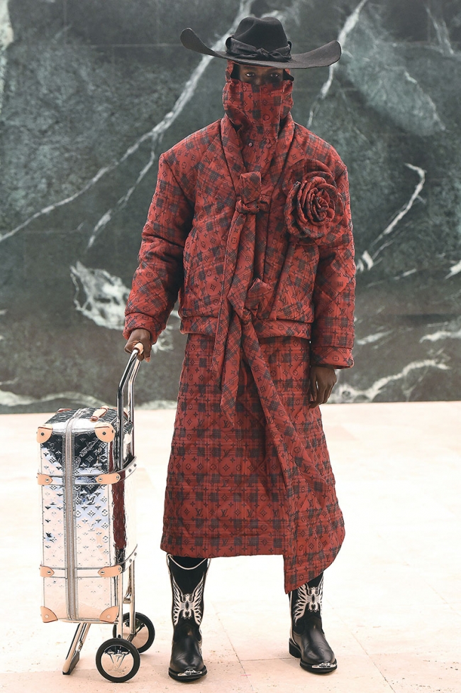 Model walks the runway during the Louis Vuitton Menswear Fall/Winter