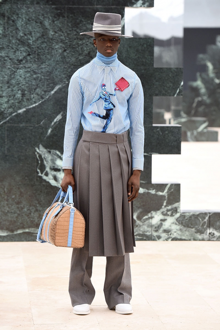 Model walks the runway during the Louis Vuitton Menswear Fall/Winter