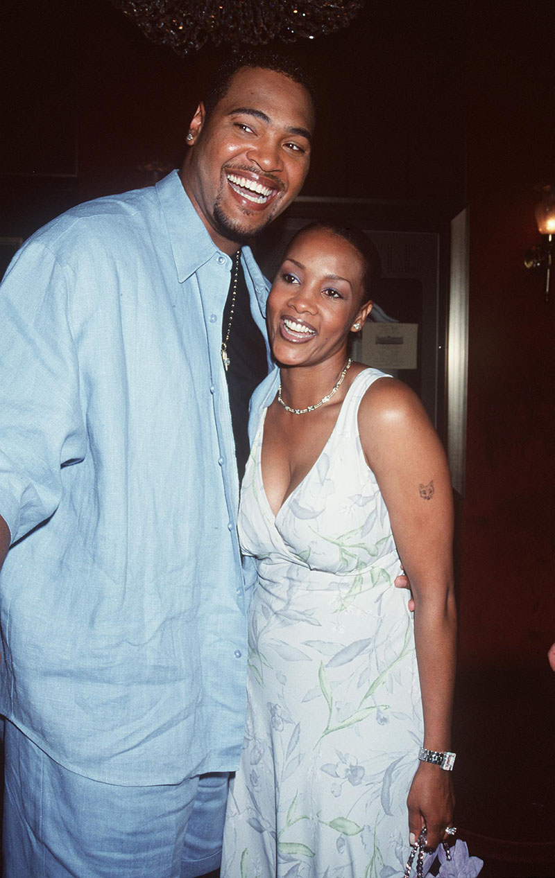 Vivica A. Fox with her husband Christopher Harvest (aka SixxNine) at the premiere of “Bowfinger