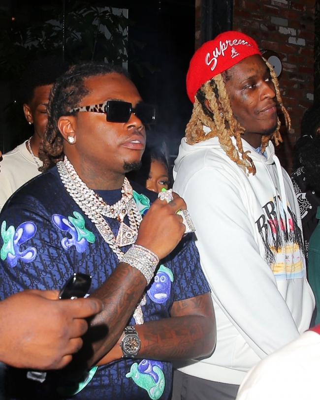 Hollywood, CA – Rappers Young Thug & Gunna are in good spirits as they ...