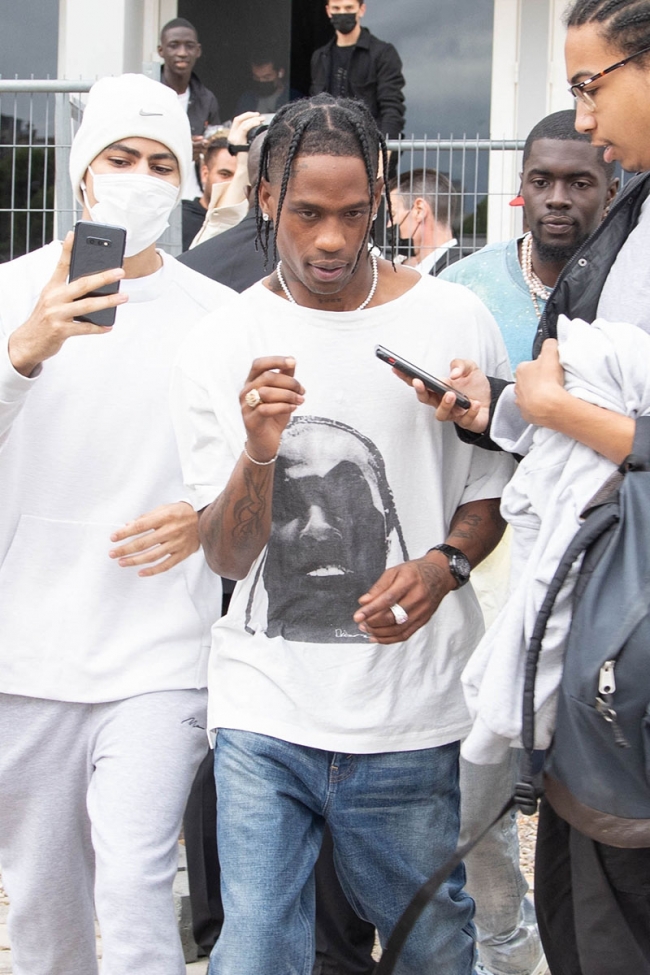 Paris, FRANCE Travis Scott braves the media frenzy in Paris after