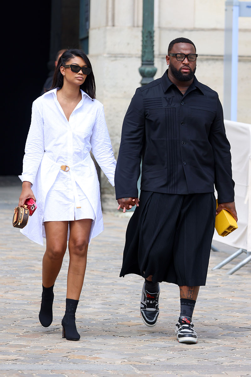 PARIS, FRANCE – JUNE 23: : Chanel Iman and Davon Godchaux attends the Louis  Vuitton Menswear Spring Summer 2023 show as part of Paris Fashion Week on  June 23, 2022 in Paris