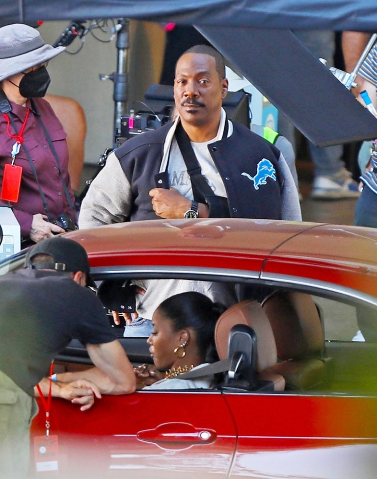 PICS: Eddie Murphy & Taylour Paige On the Set of ‘Beverly Hills Cop