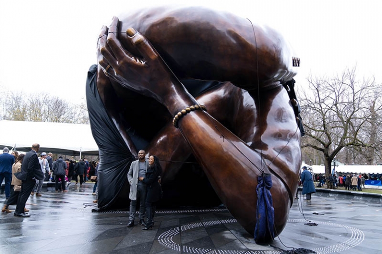 The Embrace MLK Boston Sculpture unveiling in Boston Sandra Rose