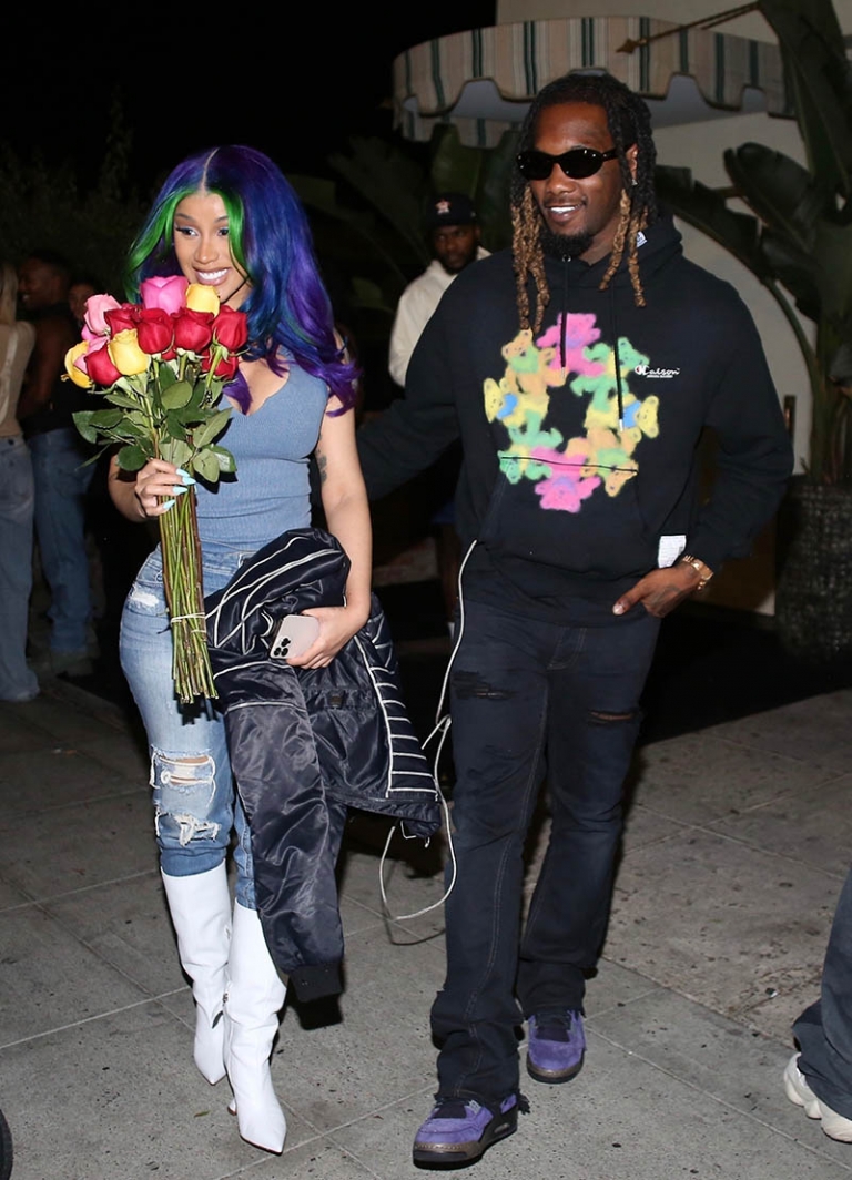 West Hollywood, CA – *EXCLUSIVE* – Cardi B and her husband Offset dined