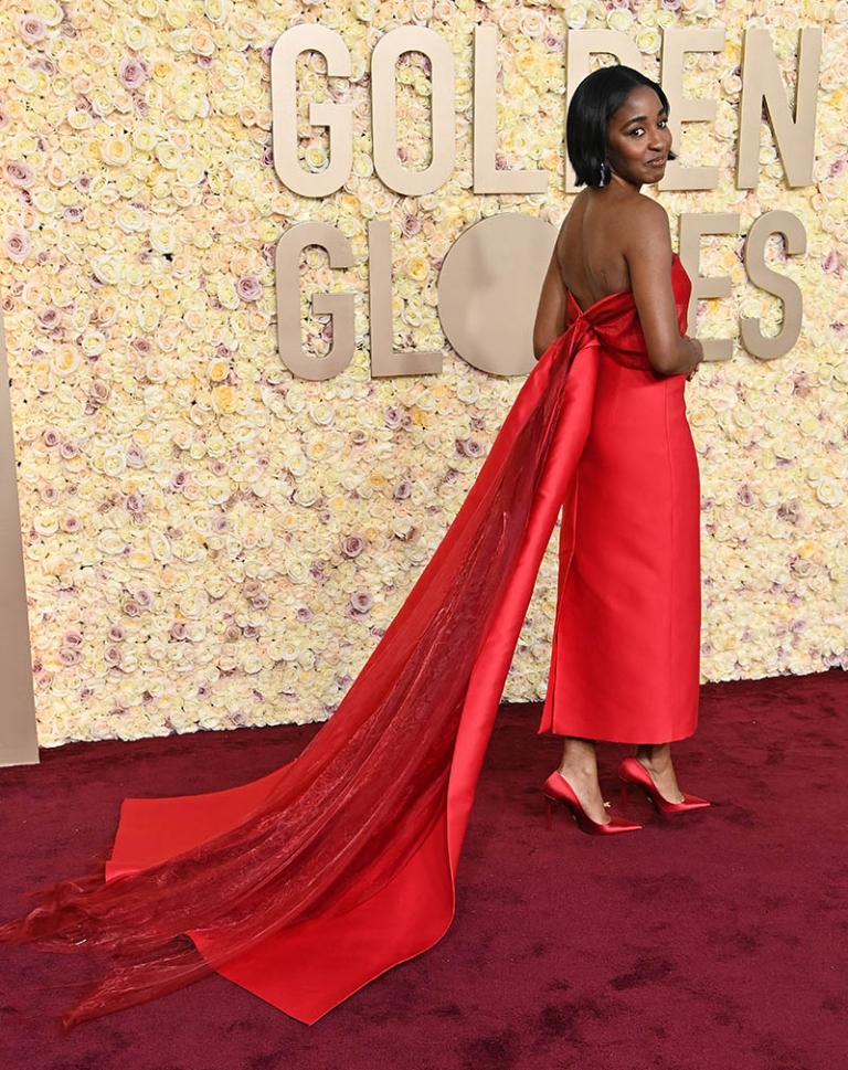 Ayo Edebiri poses at the 81st Golden Globe Awards held at the Beverly ...