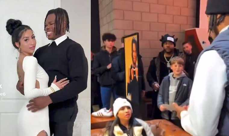 Travis Hunter’s fiancée embarrasses him in public again (Video)