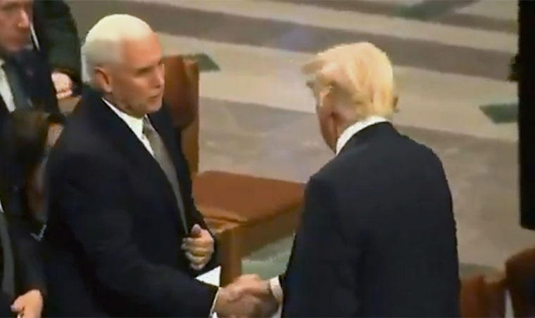 Mike Pence’s wife refuses to shake Donald Trump’s hand at Jimmy Carter’s funeral (Video)