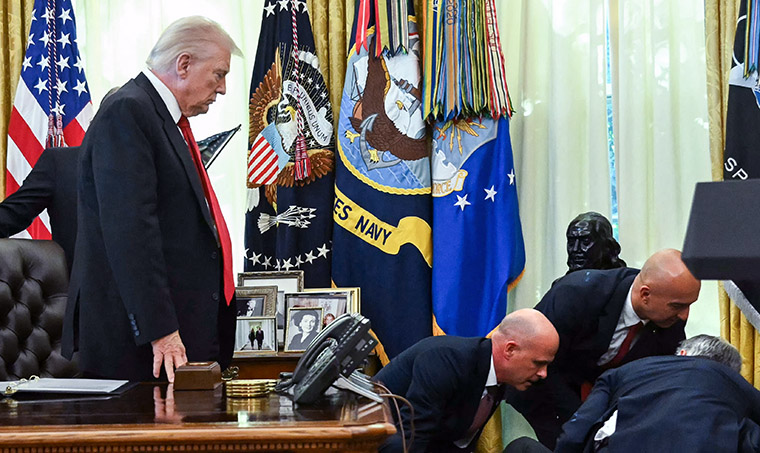 Pharmaceutical Executive Standing Near President Trump Collapses During Press Conference