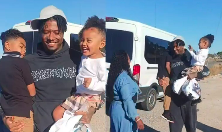 Blueface Reunites with His 3 Children After Being Released from Prison