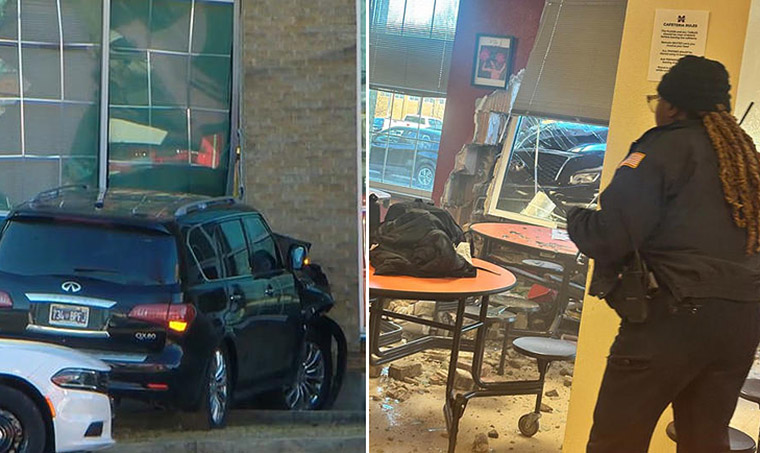 Video captures SUV crash through cafeteria wall as children ate breakfast