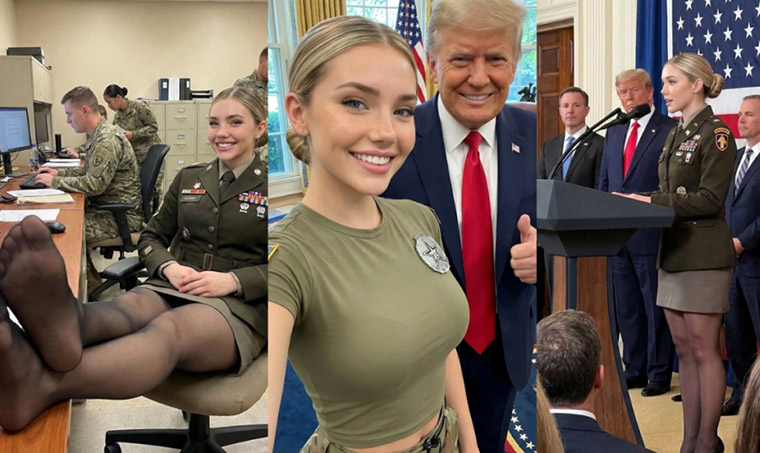 This Beautiful Army Soldier pictured with President Trump is AI