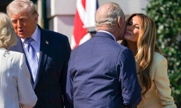 President Donald Trump and King Charles III shake hands during the State Arrival Ceremony on the South Lawn on day two of the State Visit of King Charles III and Queen Camilla to the United States of America, on April 28, 2026 in Washington, DC. Photo credit: ZUMAPRESS.com / MEGAPresident Donald Trump and King Charles III shake hands during the State Arrival Ceremony on the South Lawn on day two of the State Visit of King Charles III and Queen Camilla to the United States of America, on April 28, 2026 in Washington, DC. Photo credit: ZUMAPRESS.com / MEGA