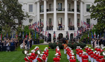 Fighter jets fly over the White House during the State Visit of King Charles III and Queen Camilla at the White House. Photo credit: ZUMAPRESS.com / MEGA