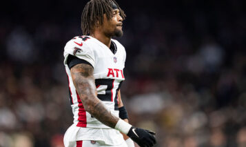 NEW ORLEANS, LOUISIANA – NOVEMBER 23: A.J. Terrell Jr. #24 of the Atlanta Falcons looks on from the field during an NFL football game against the New Orleans Saints at Caesars Superdome on November 23, 2025 in New Orleans, Louisiana. (Photo by Perry Knotts/Getty Images)