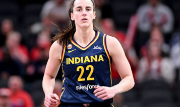 INDIANAPOLIS, INDIANA – MAY 02: Caitlin Clark #22 of the Indiana Fever reacts against the Nigeria National Team during the first half at Gainbridge Fieldhouse on May 02, 2026 in Indianapolis, Indiana. NOTE TO USER: User expressly acknowledges and agrees that, by downloading and or using this photograph, User is consenting to the terms and conditions of the Getty Images License Agreement. (Photo by Bobby Goddin/Getty Images)