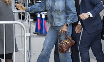 Oprah Winfrey arrives on set for The Late Show with Stephen Colbert at Ed Sullivan Theater in New York. 7 April 2026. Photo credit: ZUMAPRESS.com / MEGA